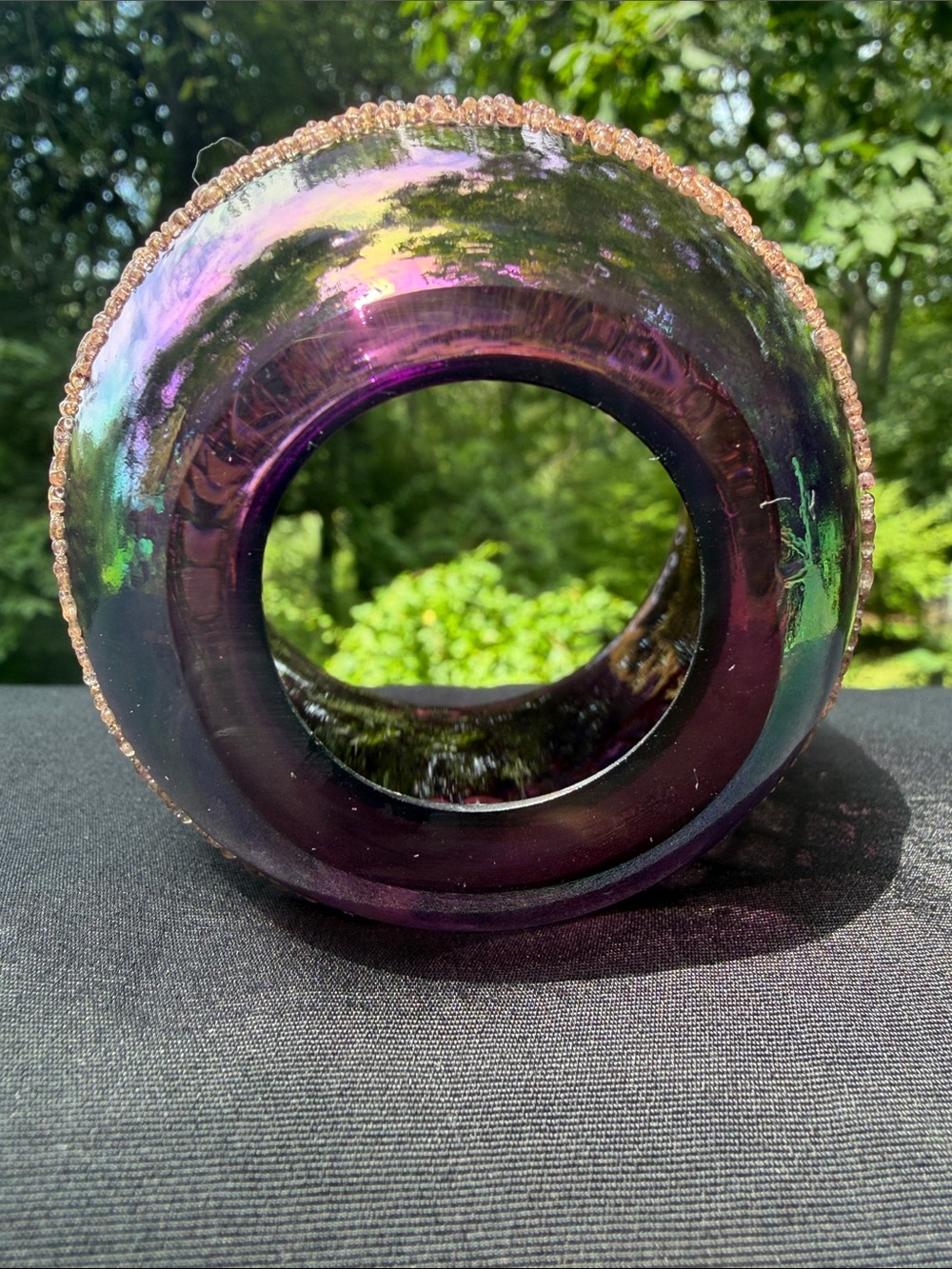 Fenton Iridescent Purple 3 Piece Fairy Light with Hand-Painted Floral Band - Picture 5 of 9